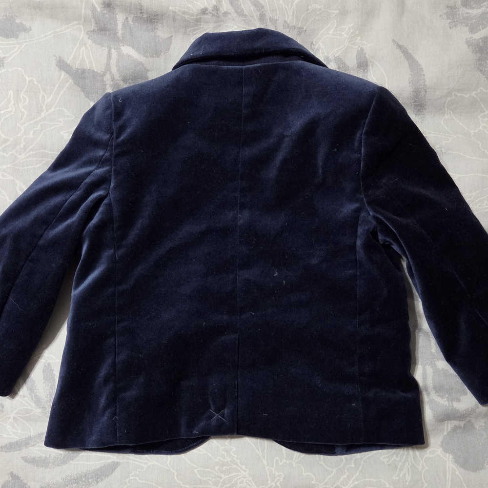 Janie And Jack Toddler Navy Blue Velvet 3-Piece Suit Set - Picture 7 of 7